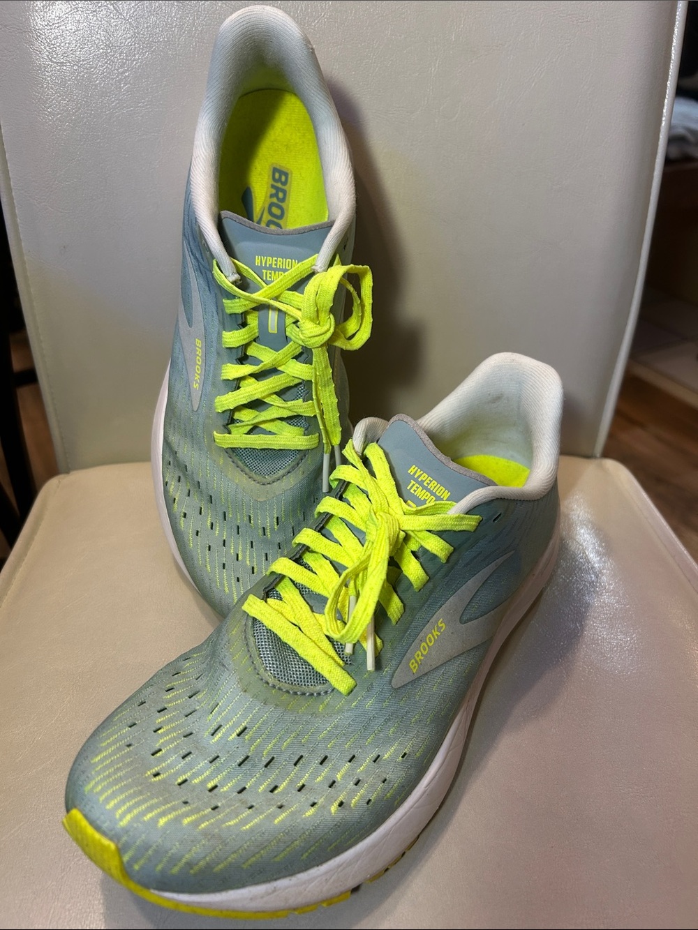 Brooks Neon Yellow and Teal Hyperion Tempo Running Shoes